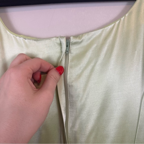 Jessica McClintock for Gunne Sax | Green Silky Y2K Maxi Gown Size 9/10 - Picture 9 of 10